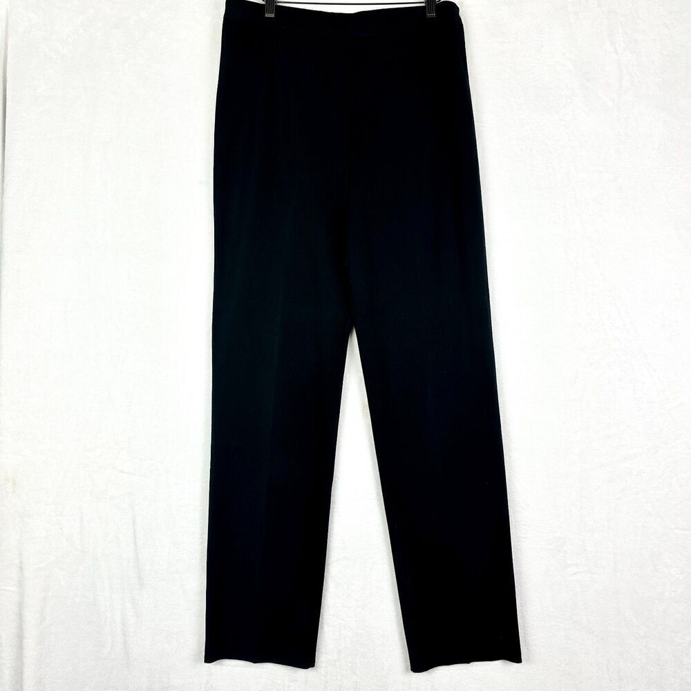 Ming Wang Knit Pull On Pants Size Large Black Minimalist Classic Timeless